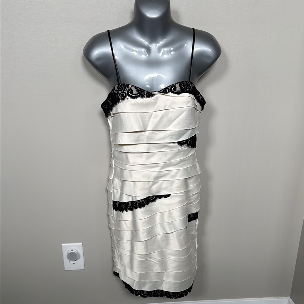 Cream Sleeveless Cocktail Slip Dress with Spaghetti Straps